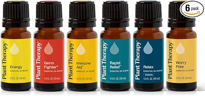 Plant Therapy Essential Oil Blends Set, Top 6 Most Popular, 10 mL (1/3 oz) Each, 100% Pure, Undiluted, Great for Essential Oil Diffusers or Body Care Creations