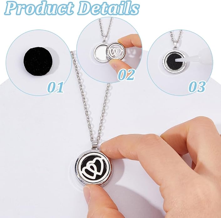 3 Sets Aromatherapy Essential Oil Diffuser Necklace 3 Styles Diffuser Stainless Steel Oil Pendant with Felt Pads Wing and Heart Aromatherapy Locket Necklaces Gift for Woman Men