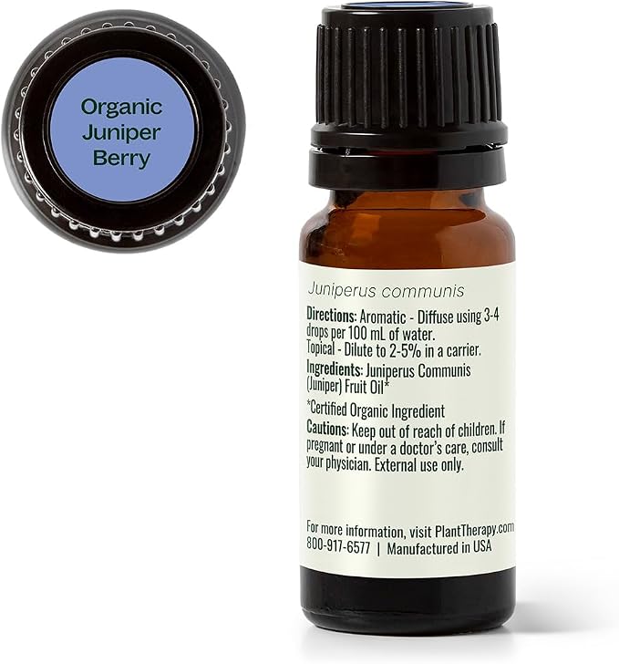 Plant Therapy Organic Juniper Berry Essential Oil 100% Pure, Undiluted, Natural Aromatherapy, Therapeutic Grade 10 mL (1/3 oz)