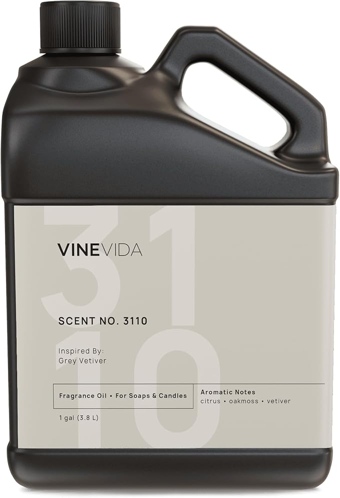 VINEVIDA Scent NO. 3110 Fragrance Oil - 1 Gallon (8lbs) - Inspired by: Grey Vetiver Fragrance Oil for Candle Making - Made in USA Candle Scents Scents for Soap Making