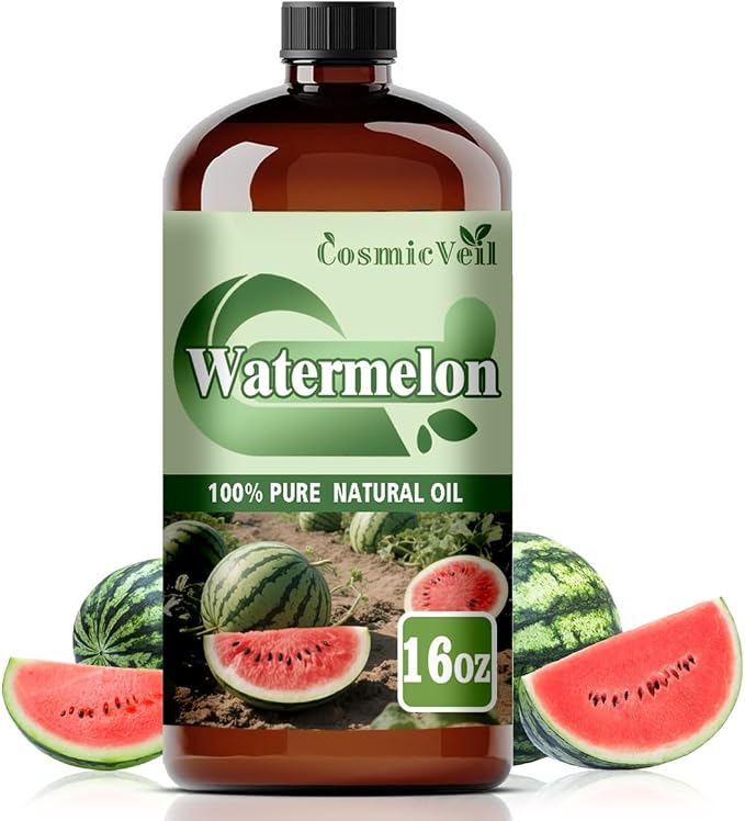 Watermelon Essential Oil Watermelon Oil for Aroma Diffuser,Humidifier,Home Fragrance,Cleaning,Body Care,Massage,Yoga,DIY Candle,DIY Soap CosmicVeil（Watermelon，16 Fl Oz (Pack of 1)）