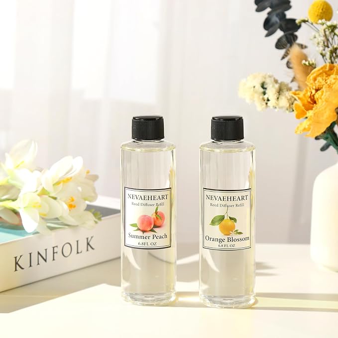 Gardenia Reed Diffuser Oil Refill Set, 6.8 OZ X 2 Pack Home Fragrance for Bedroom, Bathroom Home Decor
