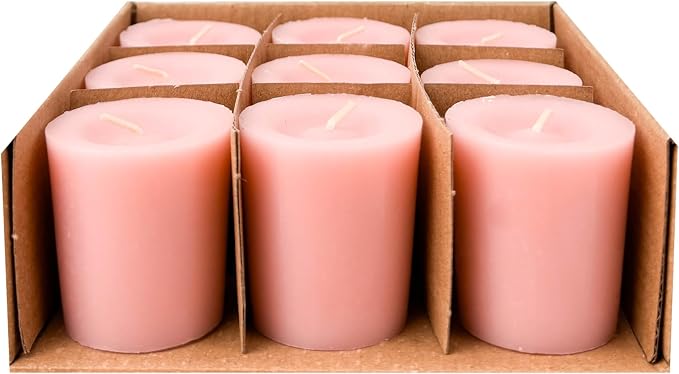 Scented Votive Candles Set of 9 – CW Studio 12 Hour Burn, Sweet Pea & Peony, Citrus Blossom, Garden Mint Fragrances – Pastel Pink, Yellow & Green – Aromatherapy Home Candles in Kraft Paper Gift Box