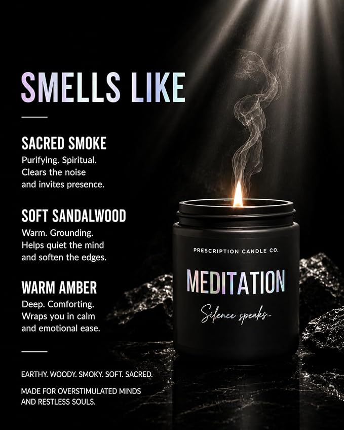 Meditation Candle – Nag Champa Scented Soy Candle for Relaxation, Yoga & Mindfulness – Prescription Candle Co
