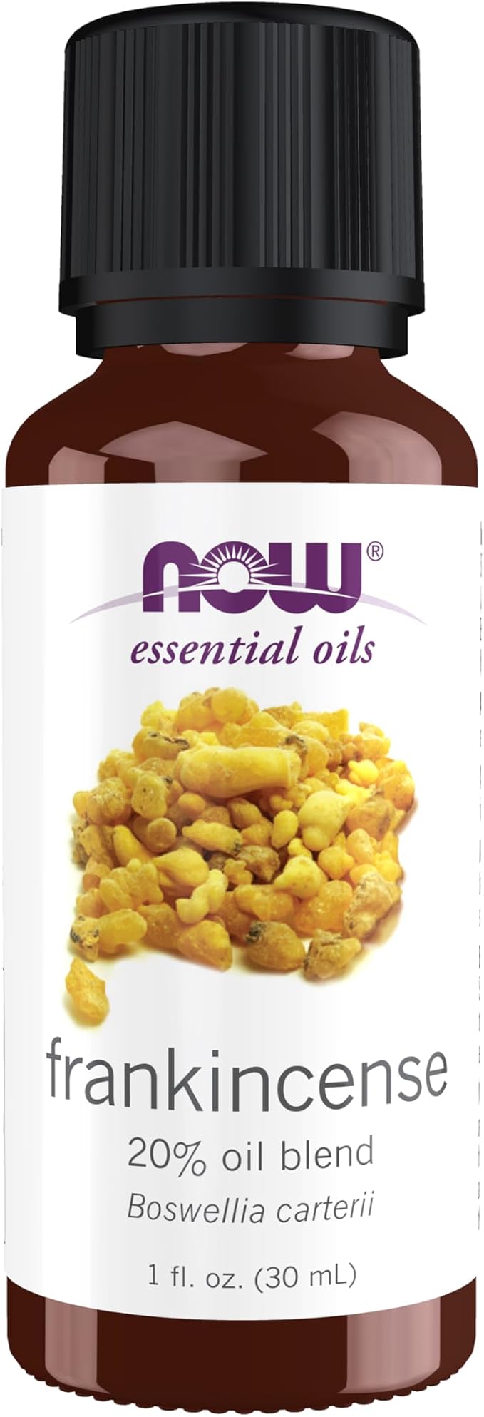 NOW Essential Oils, Frankincense Oil Blend, 20% Blend of Pure Frankincense Oil in Pure Jojoba Oil, Centering Aromatherapy Scent, Steam Distilled, Vegan, Child Resistant Cap, 1-Ounce