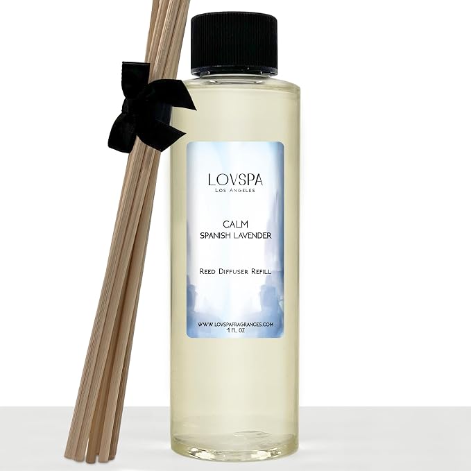 Calm Spanish Lavender Diffuser Oil - Luxury Essential Oils for Diffuser Refill & Air Freshener Room Spray - Long-Lasting & Natural Home Fragrance, Scented Oil for Diffusers, USA Made, 4oz