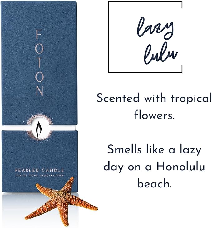 Foton Pearled Candle 18 Oz - Lazy Lulu Tropical Hawaiian Scented Non Toxic Luxury Long Lasting Powder Wax Sand Candles up to 120 Hours - Refillable Pearl Candle Sand with 30 Wicks