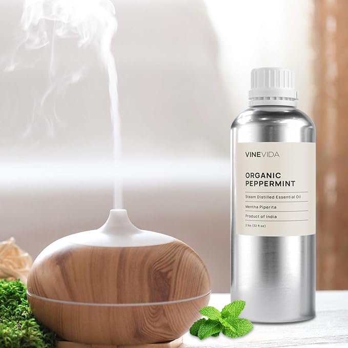 VINEVIDA Organic Peppermint Essential Oil 32 oz - Pure, Undiluted, Vegan, and Sustainable