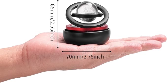 Kwak’s Solar-Powered Rotating Car Aromatherapy Auto-Spinning Ornament with Refillable Scent Pad, Subtle Ocean Fragrance, Ideal Gift for Men Women Dad Husband for Dashboard (red)