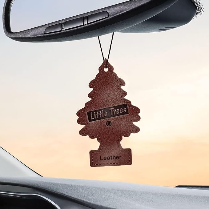 LITTLE TREES Car Air Freshener | Hanging Paper Tree for Home or Car | Leather | 3 Pack