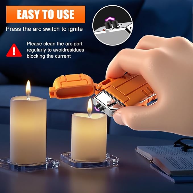 LcFun Electric Lighter USB C Rechargeable Plasma Lighter Windproof Flameless Arc Lighters, Waterproof Matches for Camping Hiking Hunting, Survival Tactical Gear Gifts for Men Fathers Husband