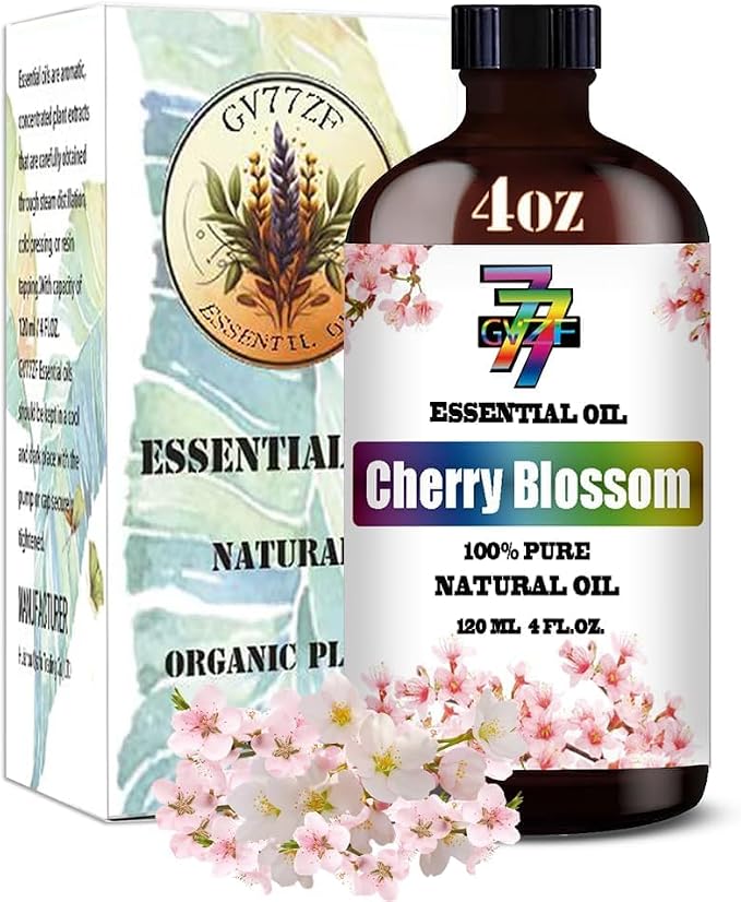 Cherry Blossom Essential Oil, Cherry Blossom Oil, for Diffuser, DIY Candles, Soap, Humidifier, Bedroom, Gift, Essential Oils, GV77ZF Cherry Blossom Fragrance Oil - 4 fl oz (120 ml)
