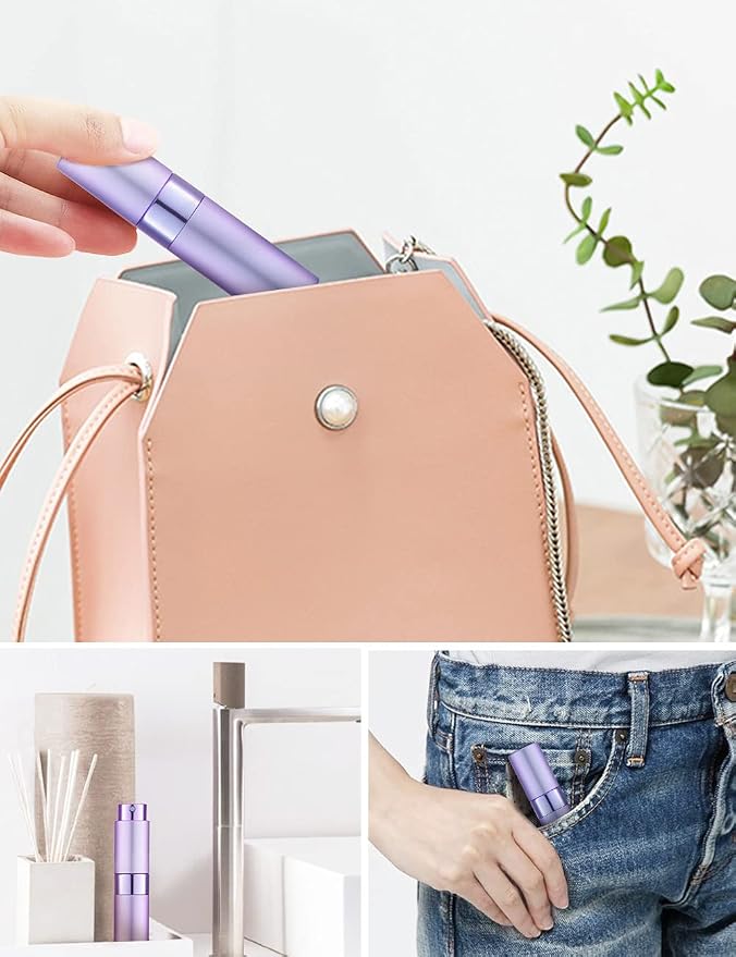 LISAPACK 8ML Atomizer Perfume Spray Bottle for Travel, Empty Refillable Cologne Dispenser, Portable Sprayer (Purple)