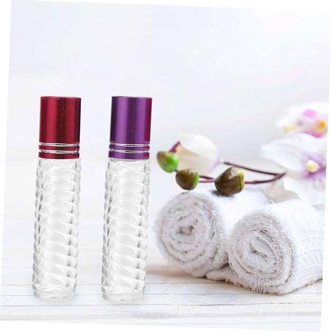 12pcs 5ml Glass Perfume Roll-on Bottles Essential Oil Sub-packaging Kit with Caps Portable Mini Refillable Bottles for Travel and Aromatherapy Random Color