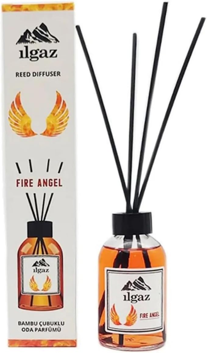 Bamboo Reed Diffuser Set - Long-Lasting Room Fragrance with Essential Oils - Aromatherapy Home Scent for Bedroom, Living Room, and Office - Elegant Decorative Design (Fire Angel)