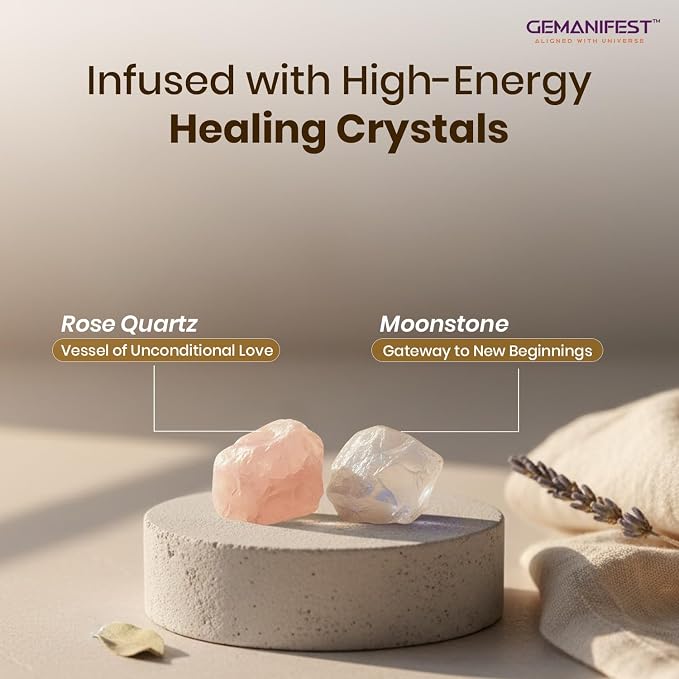 Angel Number 222 Manifestation Candle Crystal Infused Soy Wax with Moonstone & Rose Quartz Moonlit Jasmine Scented Spiritual Gift for Balance Meditation Affirmation and Energy Alignment
