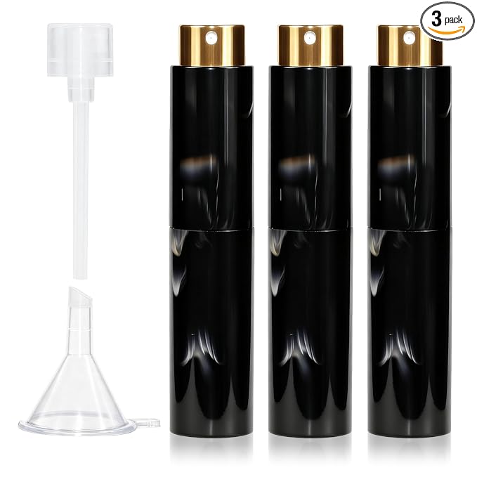 Vitog 10ML Marble Texture Refillable Travel Perfume Atomizer, Empty Cologne Dispenser Mini Spray Bottle With Funnel and Dispensers, Leak-Proof Empty Fragrance Decant Container For Women and Men 3PCS