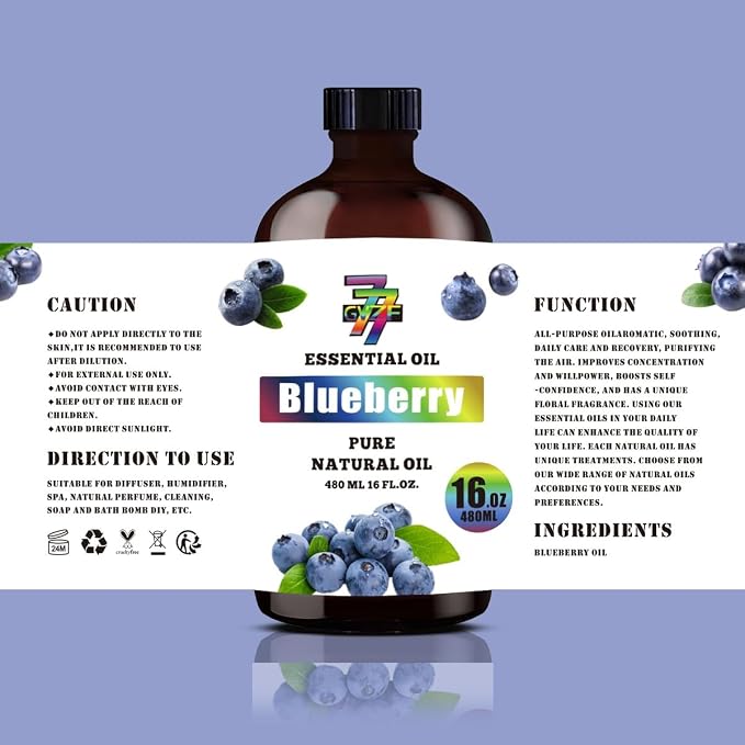 Blueberry Essential Oil – Sweet Blueberry Oil for Diffuser, Humidifier, DIY Candles, Soap, Home, Gift – 16 fl oz (480 ml) – GV77ZF