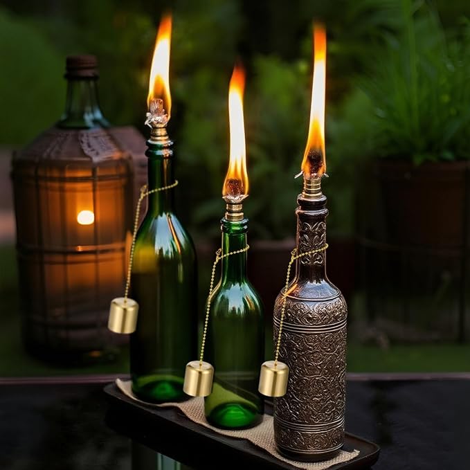 Ipetboom 6pcs Brass Lampshade Candle Extinguisher Snuffer, Care Tool Tiki Torch Caps Fire Cutter Wick Cover, Multi-use Snuffer Stickers Chain Heater Rust Lamp Shade Put Out Covers