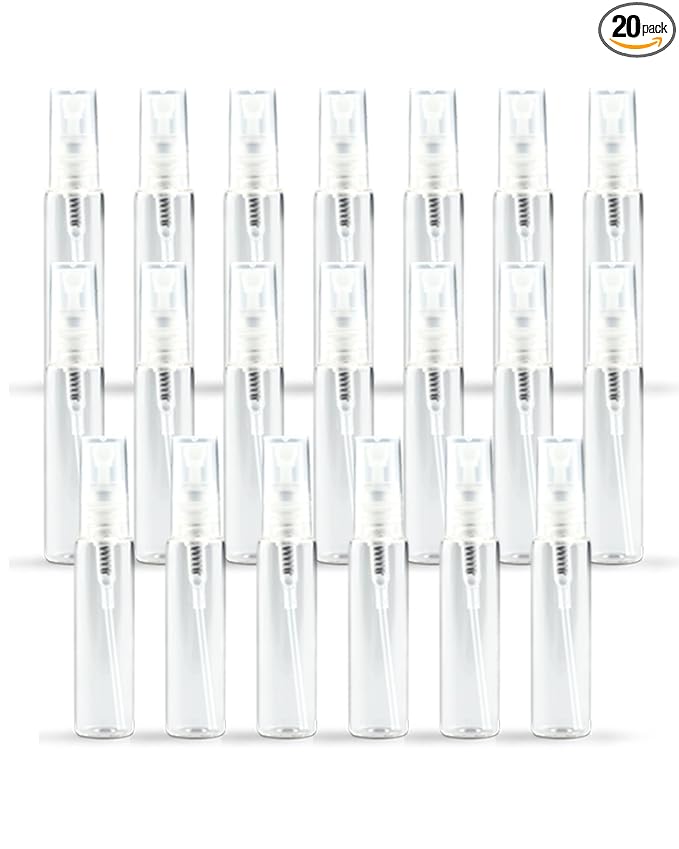 20 Pack Set 10ML Protable Refill Bulk Atomizer Spray Travel Perfume Bottle Hydrating Empty Bottle (Clear-1)
