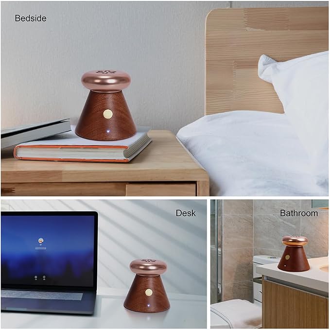 Wood Mini Essential Oil Diffuser Portable,Bedroom,Bathroom (Sapele) | Compact size with timed operation, and portable design for home, office, and car use