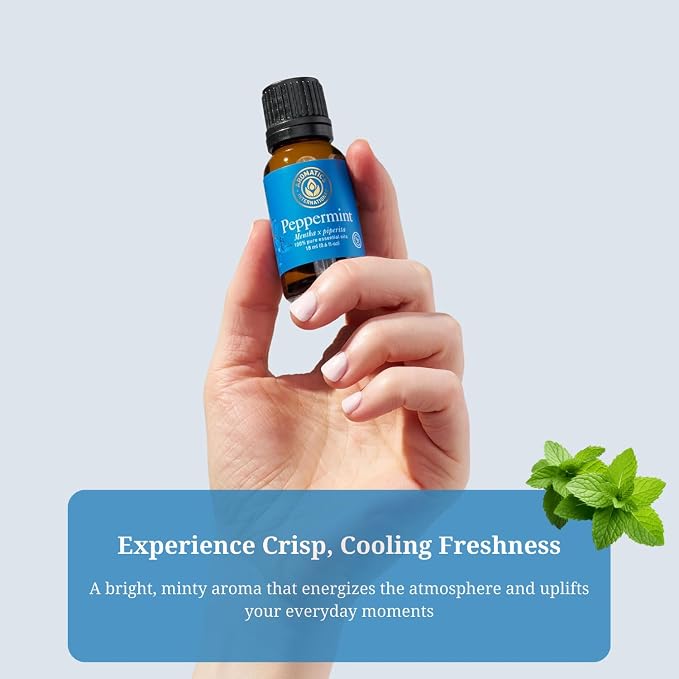 Aromatics International Premium Organic Peppermint Essential Oil 18ml | 100% Pure Essential Oil for Diffusion, Aromatherapy & Wellness Use