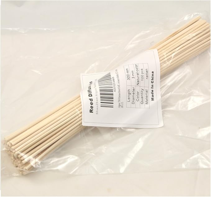 100 Pieces Natural Rattan Reed Diffuser Replacement Sticks (12" x 3mm)