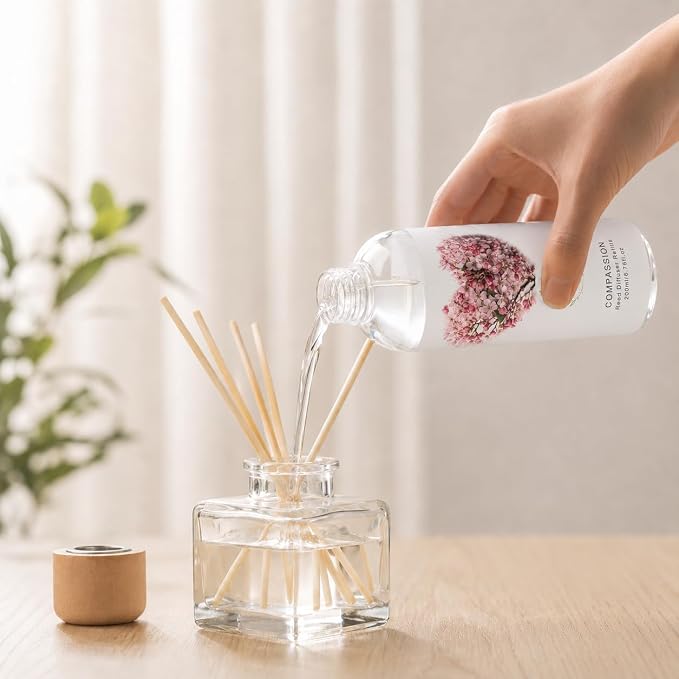 Reed Diffuser Refill, Peony & Rose Scented Oil 6.76 fl.oz / 200ml, Home Fragrance for Bedroom, Bathroom, Office Decor