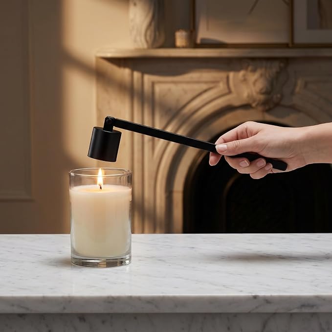 MAGICLULU Black Candle Snuffer with Handle, Stainless Steel Wick Extinguisher for Scented Candles, Black Flame Put Out Tool for Christmas Holiday Party Home Decor, 6.6 Inch Straight Tube Design