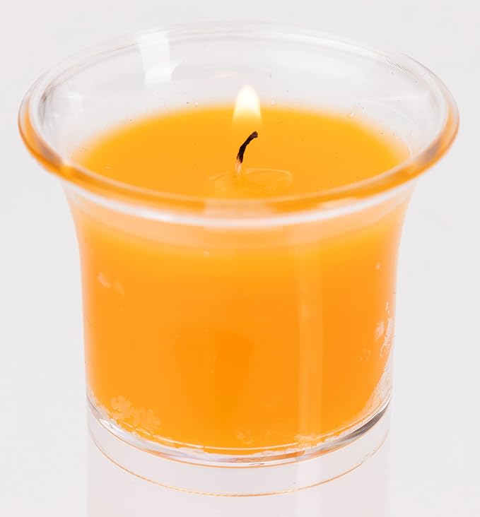 Hyoola Clear Cup Scented Votive Candles - Tropical Mango - 12 Hour Burn Time - 4 Pack - European Made