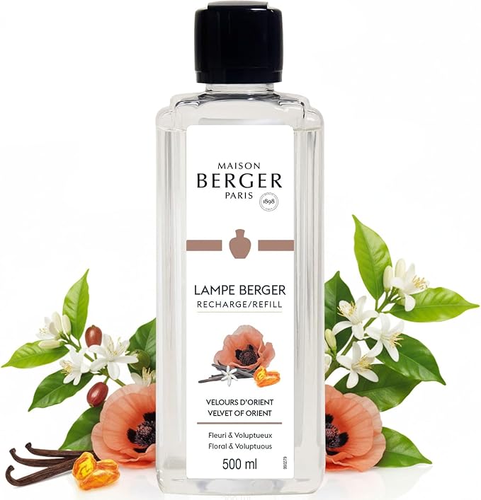 MAISON BERGER Lampe Berger Refill, 500 ml, Velvet of Orient | Catalytic Lamp Fragrance Refill, Helps Neutralize Odors, ~80 h Fragrance Diffusion, Made in France