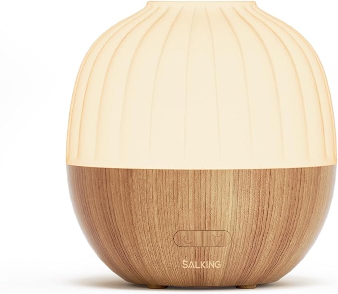 SALKING Essential Oil Diffuser, 300ml Aromatherapy Diffuser for Essential Oils, Ultrasonic Diffuser with Adjustable Mist Mode Timers, Cool Mist Humidifier with 8 Color Lights, for Office Home