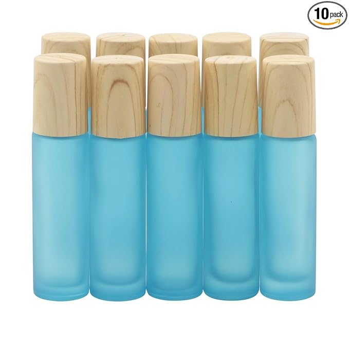 Kesell 10Pack Colour Essential Oil Roller Bottles 10ml, Refillable Glass Roll On Bottles with Plastic Lids Stainless Steel Ball for Aromatherapy Perfumes