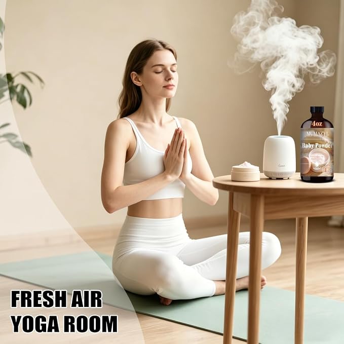 Baby Powder Fragrance Oil, Baby Powder Oil 4 Fl Oz 120ML for Diffuser Humidifier Yoga Cleaning DIY Candle Soap Making MUMAZYL Essential Oils