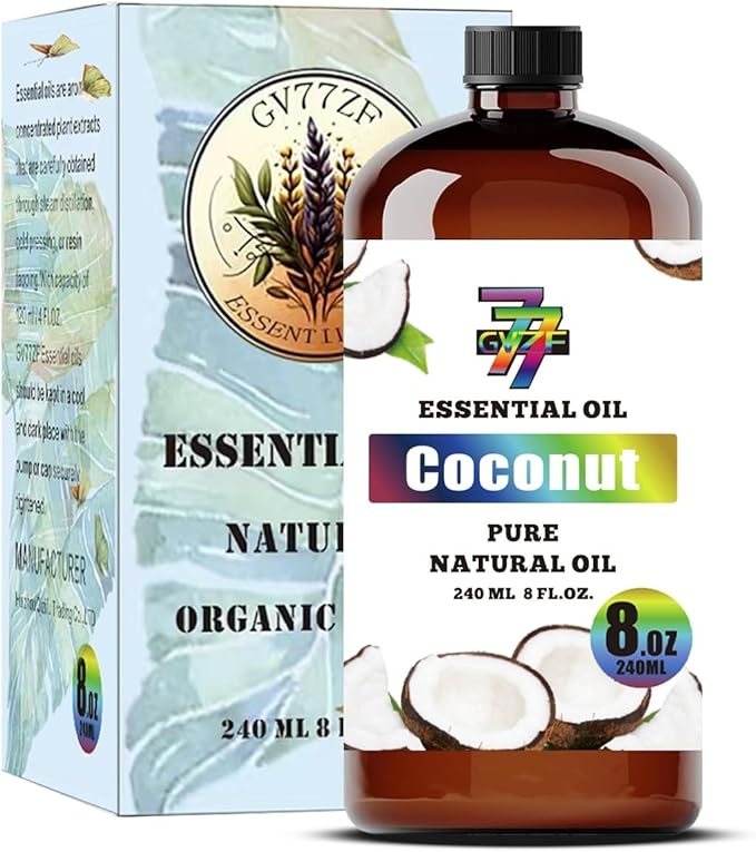Coconut Essential Oil, Coconut Oils, for Diffuser, DIY Candles, Soap, Humidifier, Home, Gift, Essential Oil, GV77ZF Coconut Fragrance Oil - 8 fl oz (240 ml)
