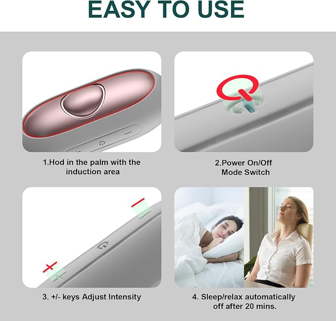 Handheld Relaxation Device – Dual-Mode Gentle Pulse Wellness Tool for Adults & Kids, Portable Sleep Device, Supports Calm Focus & Better Rest, USB-C Rechargeable (Silver)