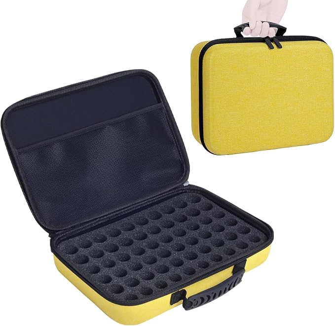 Essential Oils Carrying Case Holds 60 Bottles with Detachable Pad,Yellow