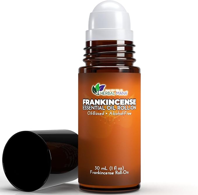 Frankincense Essential Oil Roll-On, 30mL (1 fl oz) – Pre-Diluted in Fractionated Coconut Oil (FCO) – Oil-Based, Alcohol-Free Aromatherapy Roller