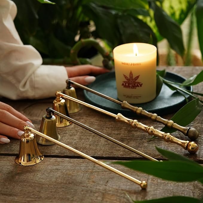 Candle Snuffer Accessory - Brass Design - Safely Extinguish Candle Flames - Home Decor and Gift for Candle Lover (Antique)