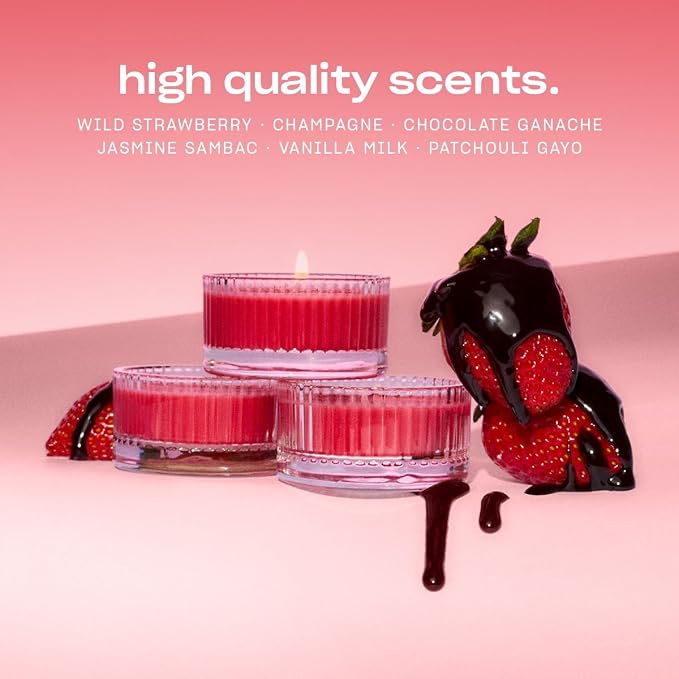 Big Flirt Votives Luxury Scented Candles by Snif, Valentine's Day Candles, 100% Cotton Fiber Wicks, Soy Wax Blend, Non-Toxic, Vegan