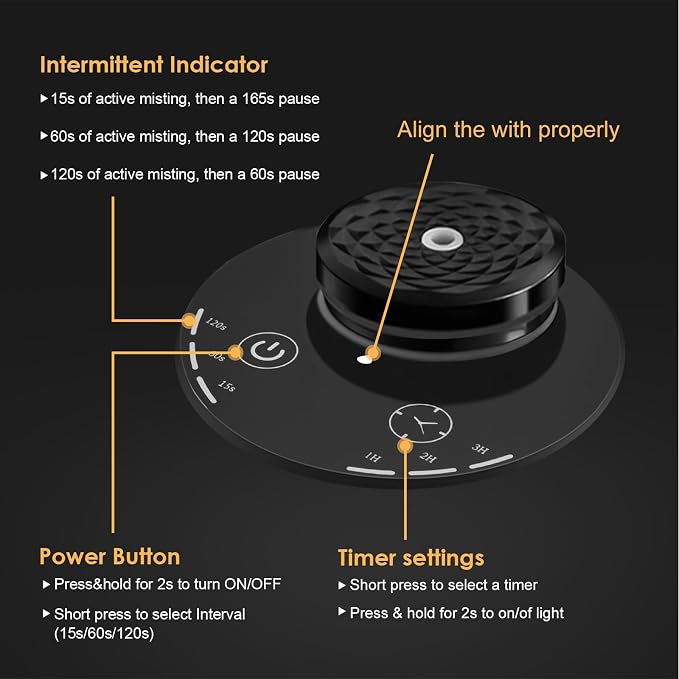 Waterless Essential Oil Diffuser - Cordless Portable Aromatherapy Scent Diffuser for Home, Car & Travel, USB Rechargeable with Timer & Mood Light, Perfect Bedroom, Office, Gift Idea