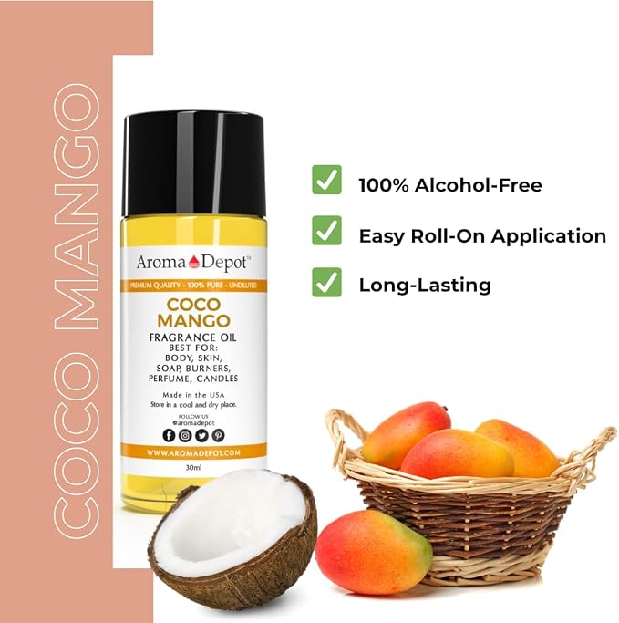 1 oz/Coco Mango Unisex Perfume/Body Oil Our Interpretation, Premium Quality Uncut Fragrance Oil Soap, Candle Making & Incense