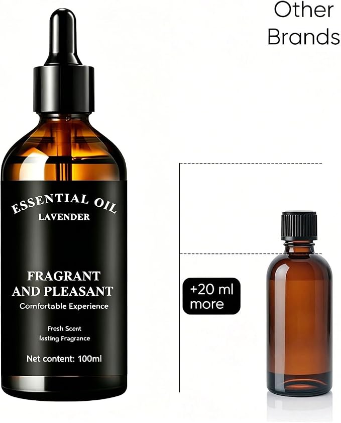 Lavender Fragrance Oil 100ml, Natural Calming Essential Oil for Diffusers, Soothing Aromatherapy Scent for Sleep & Relaxation, Long-Lasting Home Fragrance Oil for Bedroom & Living Room