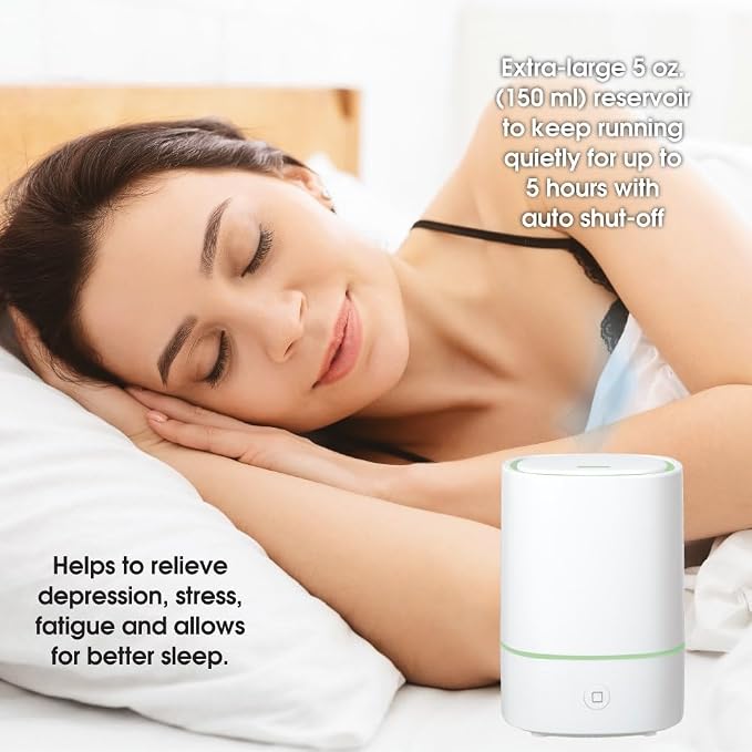 Pure Essential Oil Works Sensei LED Ultrasonic Aroma Diffuser, 150ml Essential Oil Diffuser with Cool Mist, 7 Color Changing Lights, Auto Shut-Off, White