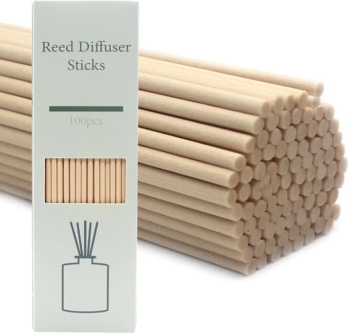 100PCS Aromatherapy Volatile Sticks，Reed Diffuser Sticks 3mm in Diameter, Rattan Wood Sticks Essential Oil Aroma Diffuser Sticks Refill Replacement for Aroma Fragrance (Primary Color, 10 in)