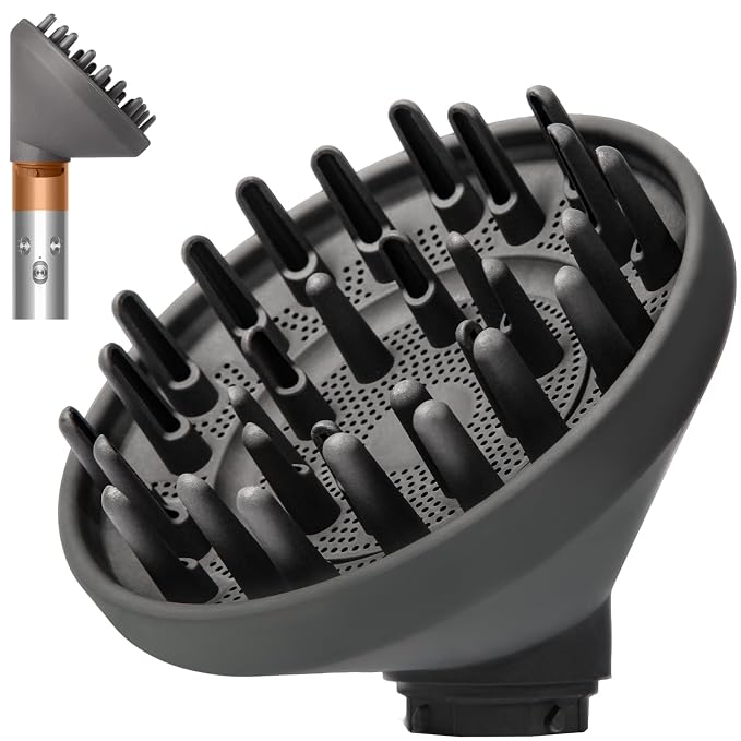 Upgraded Large Diffuser Attachment for Dyson Airwrap Styler HS01/HS05/HS08 - Converts to Hair Dryer, Fast Drying Wave & Curly & Thick, Heat Resistant Nylon Fiber Nozzle Attachments (Grey)