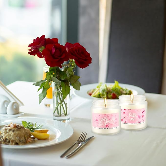 Valentine's Day Pink Scented Candles-12Pcs 3.5oz Each-Natural Plant Essential Oils & Cotton Wick, Aromatherapy Candle for Relaxing Stress Relief, Home Decor & Romantic Gifts for Her.