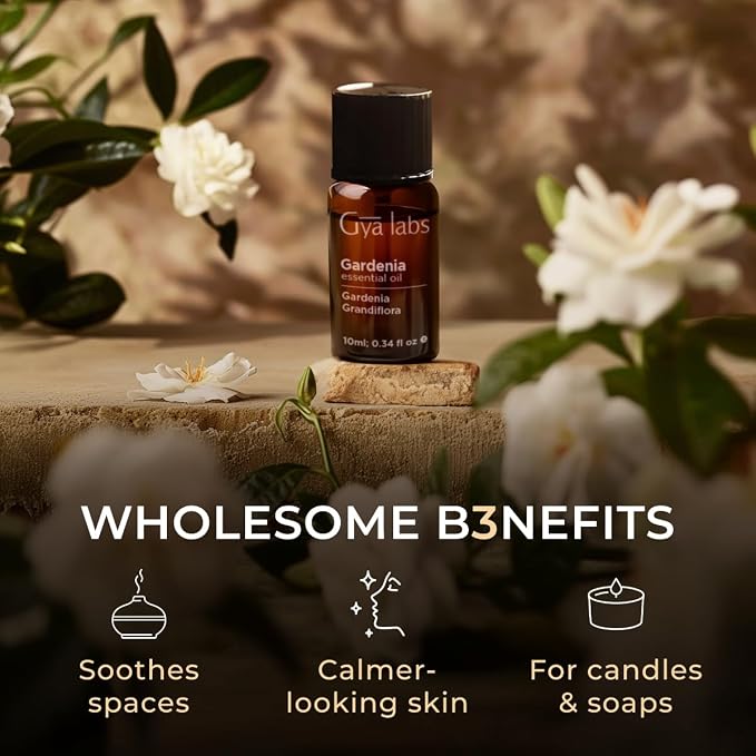 100% Pure Gardenia Essential Oil - 0.34 Fl Oz - Gardenia Oil for Hair, Skin, Diffuser, Aromatherapy & DIY Candle Making Scent