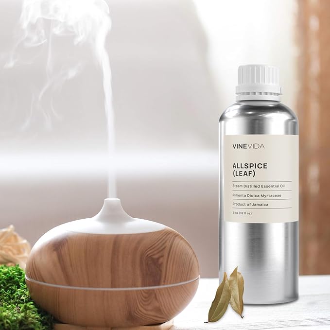 VINEVIDA Allspice Leaf Essential Oil 32 oz - Undiluted Candle Oil Scent for DIY Candlemaking - Bulk Essential Oil for Soap Making