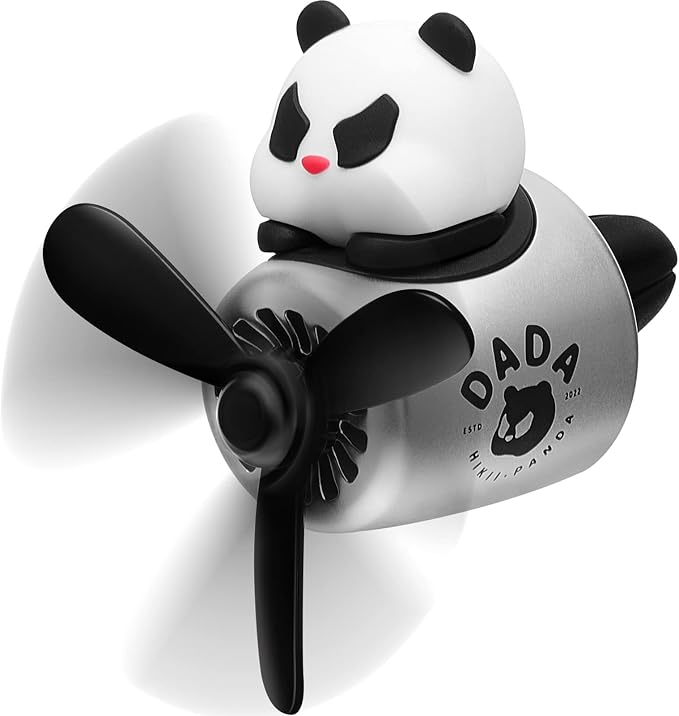 Tallew Car Air Freshener Cute Panda Car Vent Clip Diffuser with Rotating Propeller Outlet Vent 2.5" x 2.4" x 2.1" Easy to Install Included 2 Scents Aroma Tablets Aromatherapy Ornament Auto Accessories
